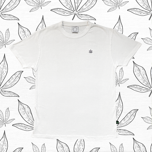 Short Sleeve Hemp & Organic Cotton Embroidered T-shirt - White